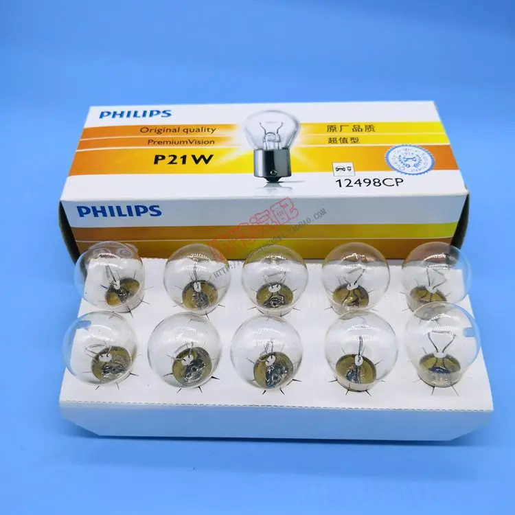 Philips лампочка 12V P21W 12498 мононити выравнивания стоп Реверсивные огни лампа задняя лампа