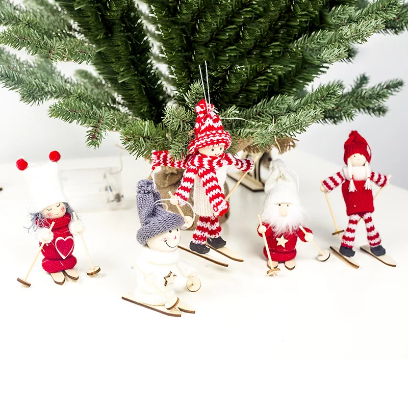 Creative Cute Ski Boy Girl Pendant Christmas Tree Decoration For Home Xmas Kawaii Doll Party Decoration Kids Gifts 1PC
