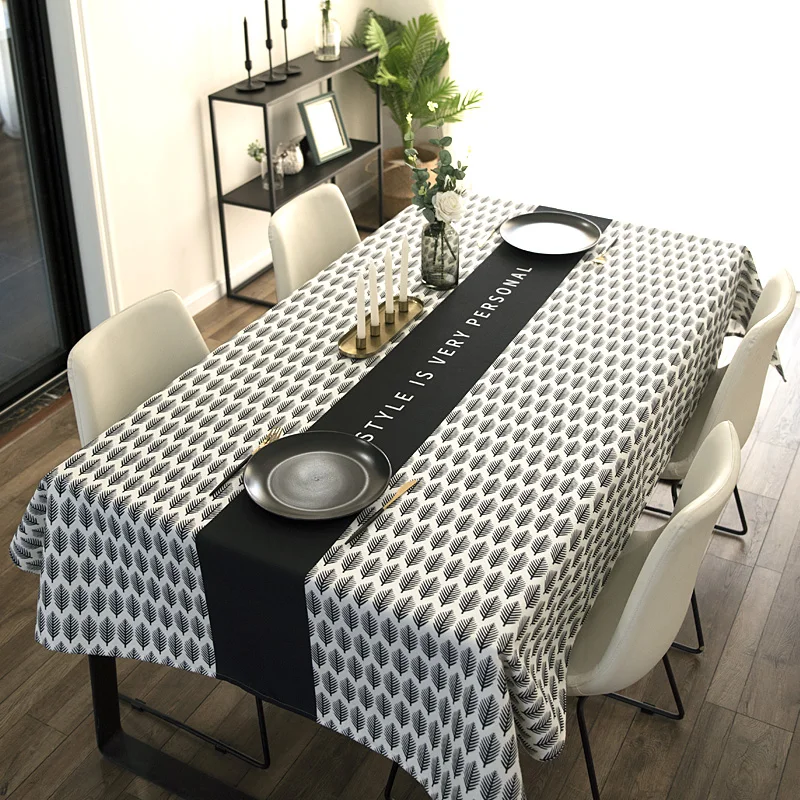 

Sytlish Waterproof Tablecloth Cotton Linen Table Cloth Print Multifunctional Rectangle Table Cover Home Kitchen Decoration