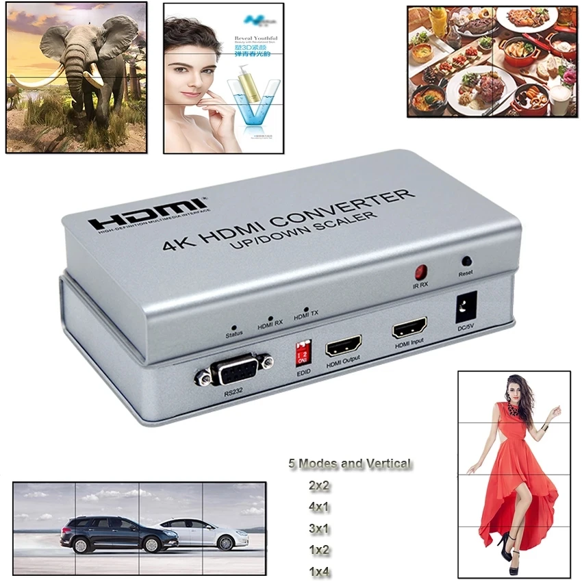 Преобразователь вверх/вниз 4K HDMI 720P 1080P для видеостен в комбинации с 1 сплиттером и