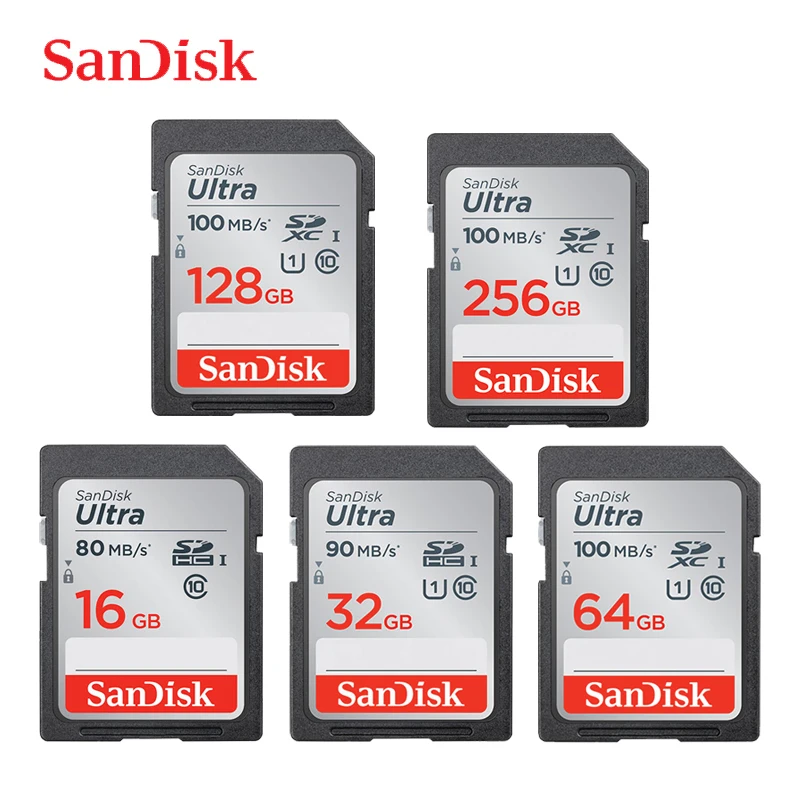 SanDisk SD карта для камеры 80M 170 м/с 256GB 128GB 64GB 32GB 16GB памяти U3 U1 4K флэш SDXC SDHC|Карты памяти|