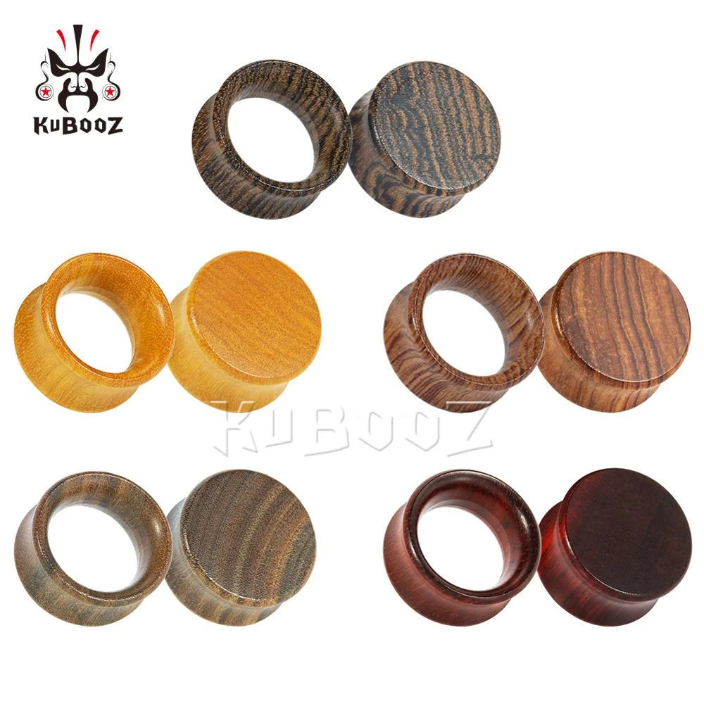 Kubooz Newest Style Design Horn Flat Wood Ear Piercing Plugs Stretchers