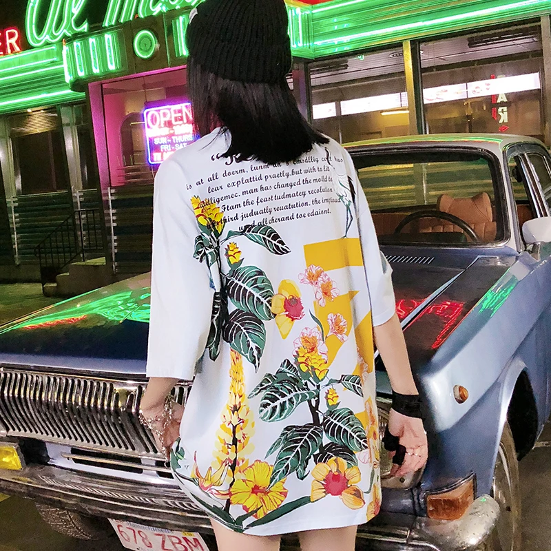 Цветочный растительный принт Женская футболка в стиле Харадзюку Мужская модная