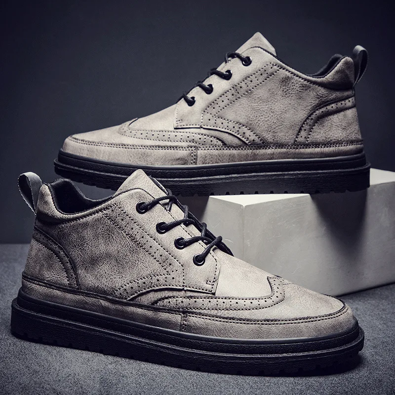 

Office Version 2019 Autumn & Winter New Style England Brogue Shoes Men's Oxford Shoes Brogue Casual Leather Shoes Mid-top