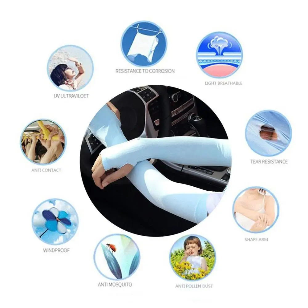 2 Pcs Arm Sleeves Warmers Safety Sleeve Sun UV Protection Sleeves Long Arm Cover Cooling Warmer for Running Golf Cycling Summer