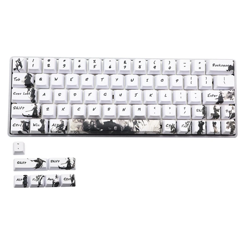 

71 Keys Knight errant Keycap Ink Keycap 5-Surfaces Dye Sub OEM Profile ANIS Layout Augment Mechanical Keyboard Keycap