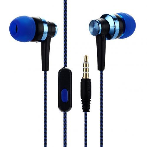 3.5mm Braided Cable Wired Stereo Deep Bass Music Earphone In-ear Call Earpiece Bulit-in Mic
