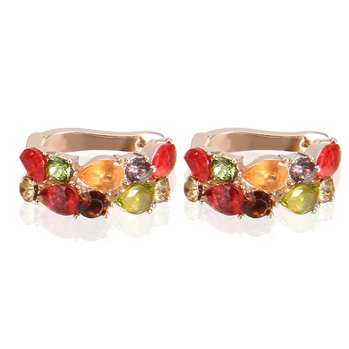 1 Pair Vintage Rhinestone Alloy Hoop Earrings Colorful Crystal Elegant Earring Charms Boho Jewelry Gift For Women