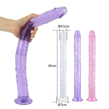45cm Soft Jelly Realistic Dildos Lesbian Vaginal Huge Anal Plug Super Long Dildo Sucker Flexible For Men&Women G-spot  Sex Toys 1