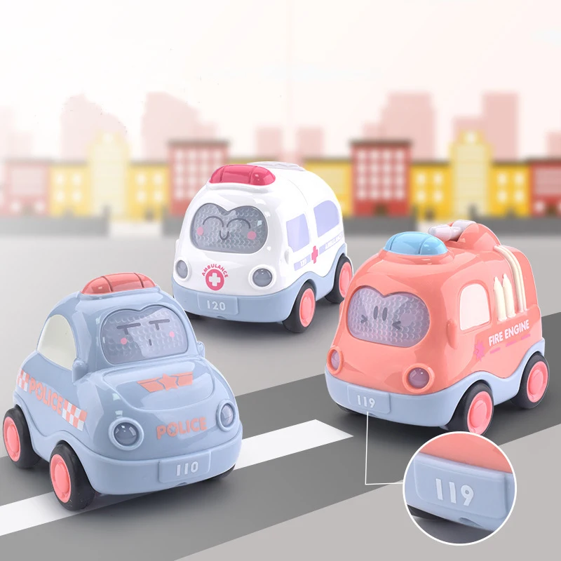 Cute Montessori Cars Toys for Baby 0 12 24 Months Friction Toy Car for Children Musical Juguetes Carro Babies Boys Gift One Year