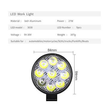 

For Truck ATV Car Work Lights Energy saving Car Work Light Lamp IP67 Work Lamp 6000K Stainless Steel