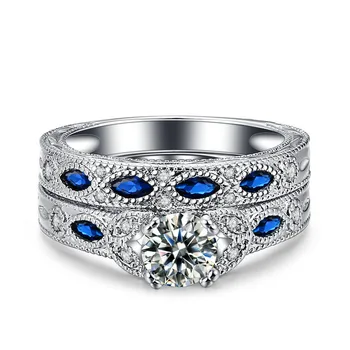 

Fashion Diamond Saphire Rings for Women Engagement Wedding Ring Sterling 925 Silver Color Jewelry AAA White Zircon Cubic Rings