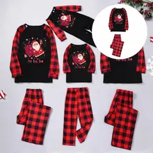 Festive Letter Print Sleepwear Plaid Print Patchwork Xmas Shirt Pants Christmas Pajamas Set Parent-child Outfit