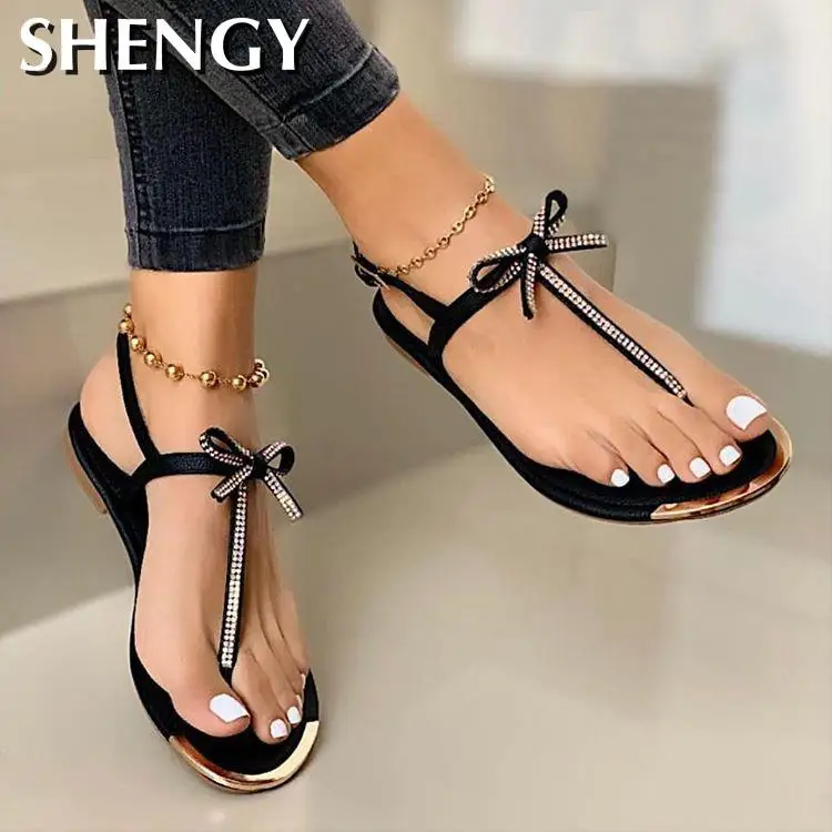 2020 Shengy Women Sandals Summer Fashion Shoes Buckle Strap Flip Flops  Sandals Ladies Shoes Rhinestone Ladies Plus Size Sandals - Women's Sandals  - AliExpress