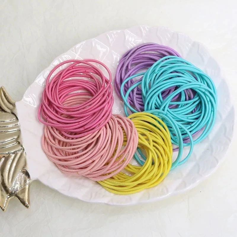 50/100PCS Neue Farbe Nylon Elastische Haar Krawatte 5CM Gummiband für Frauen Männer Dünne Haarbänder Pferdeschwanz halter Haar Zubehör – Detail 5