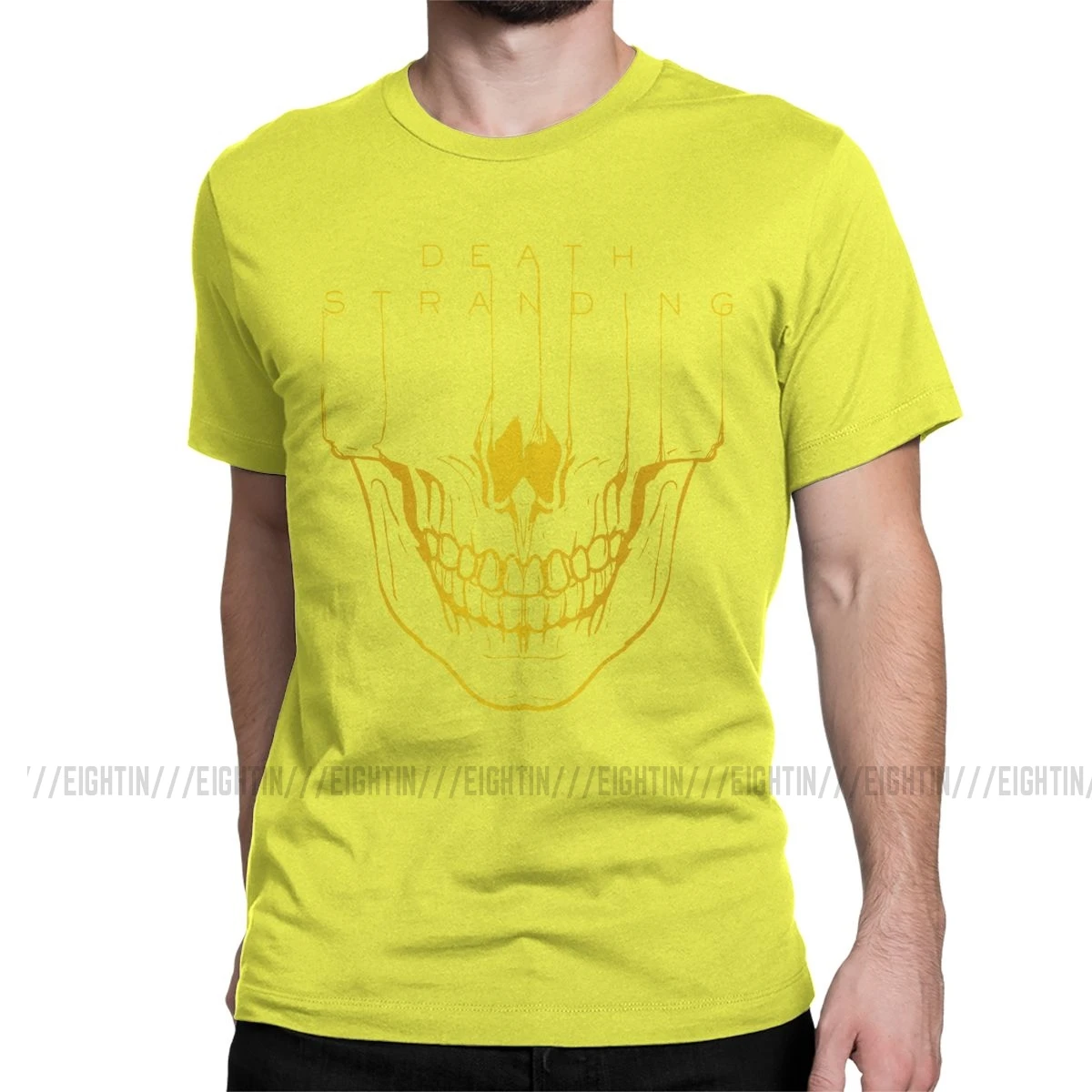 Мужская футболка с надписью "Death Stranding", Кодзима Хидео, металлическая шестерня, одноцветная футболка с коротким рукавом из хлопка с изображением игры "Reedus Norman Game Mgs", 4XL, 5XL, футболка - Цвет: Цвет: желтый