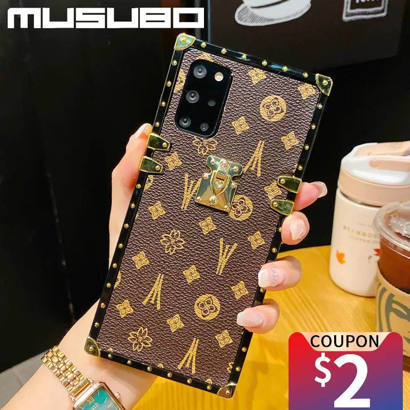 Роскошный квадратный чехол Musubo из натуральной кожи для Samsung NOTE 20 S21 a70 A71 M10 note 9