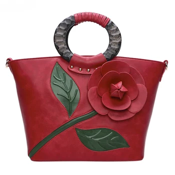 

QZUnique Chinese Style Vintage Handbag Top-handle Bags Flower Handbags Messenger Bags