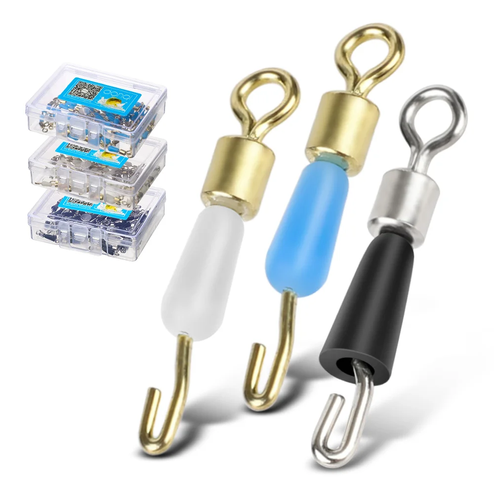 

DONQL 50pcs/ Lot Bearing Swivel Fast Fishing Connector Solid Rings Rolling Fishing Hook Line Quick Link Carp Fishing Accessories