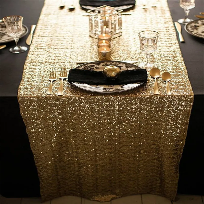 Sequin table runner shiny gold silver colour luxury style embroider sequin for wedding hotel dinner party decor | Дом и сад