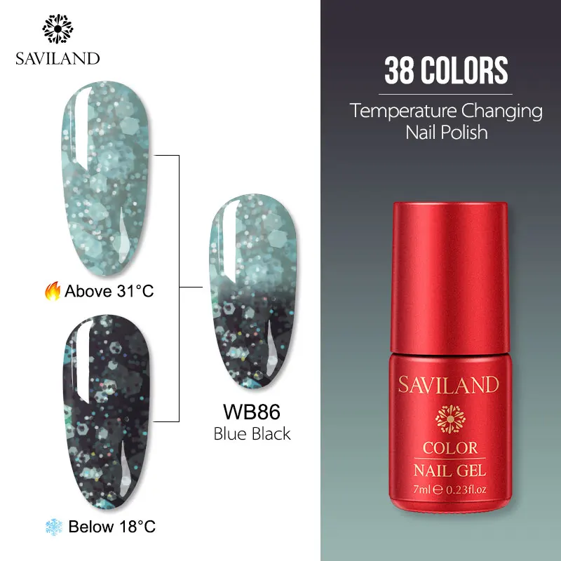 Saviland 7 мл Тепловая температура изменение УФ-гель для ногтей изменение настроения Хамелеон Гель лак для ногтей цветной гель лак - Цвет: 7ml WB86