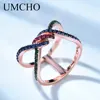UMCHO Genuine 925 Sterling Silver Double Circle Ring for Woman Sterling Silver Jewelry Wedding Engagement Gift Fine Jewelry ► Photo 1/6