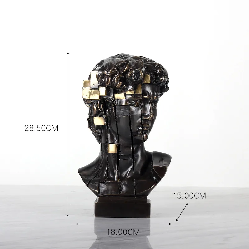 B 18X15X28.5CM Скандинавские металлические скульптуры в виде головы человека Клубные лобби отеля Давид абстракция головные портреты статуя дома художественные украшения X3778 - Цвет: B 18X15X28.5CM