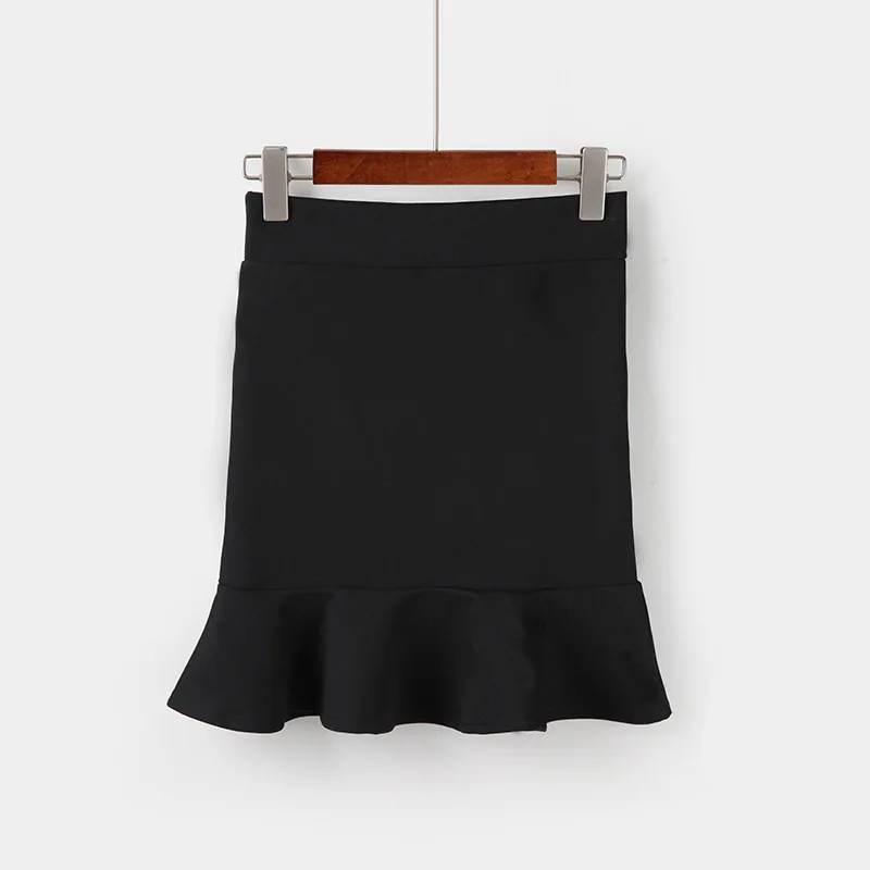 

Korean-style New Style Elasticity Sheath Fishtail Skirt Slimming Half-length Black Skirt Solid Color Versatile Skirt