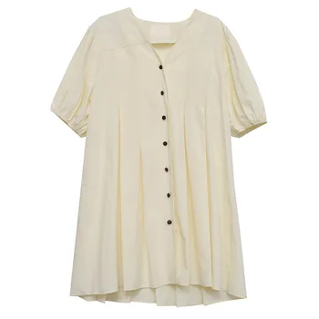 

Sweet A-Line Dress To Knee-Length V-Neck Cotton Blend Women Designer Dresses Women's Leisure Clothing women clothes summer