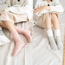 Термоноски женские модные однотонные плотные женские шерстяные носки хлопковые длинные ворсовые носки socken damen зима# y3