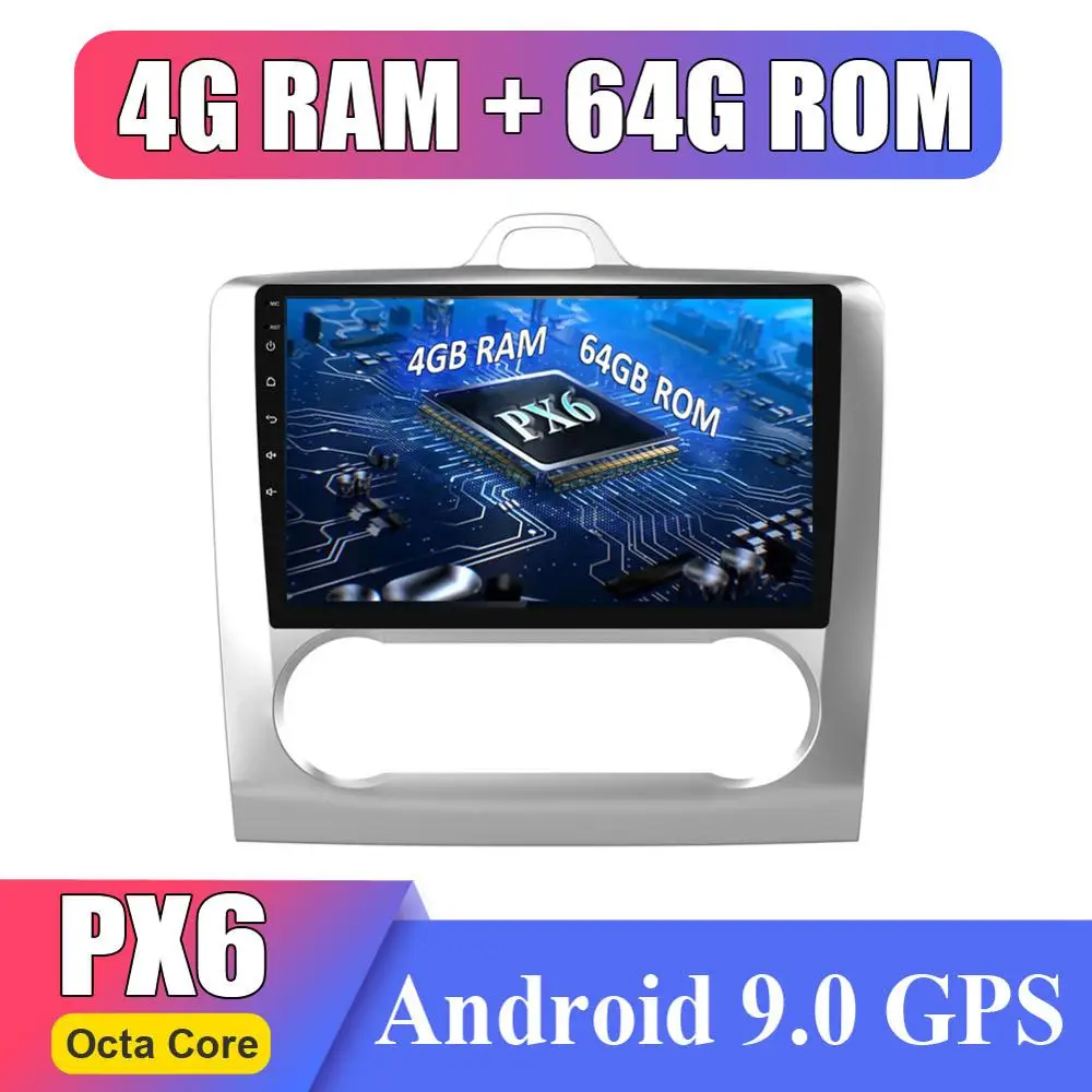 

4G RAM For Ford For Focus 2004-2011 Android 9.0 Double DIN 9Inch GPS Navigation Octa-core Car Radio HDMI Port AMP 7851 SWC BT