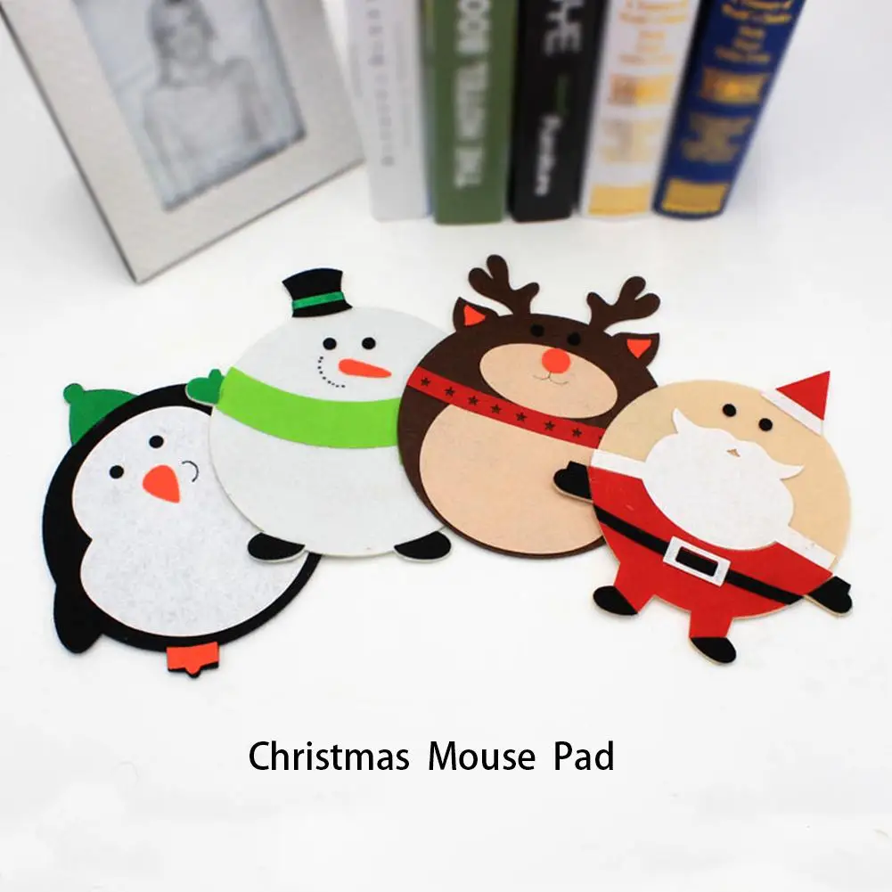 Christmas Santa Claus Reindeer Snowman Penguin Non-Woven Mouse Pad Mat Xmas Gift Table Placemat Coaster Coffee Holder | Дом и сад
