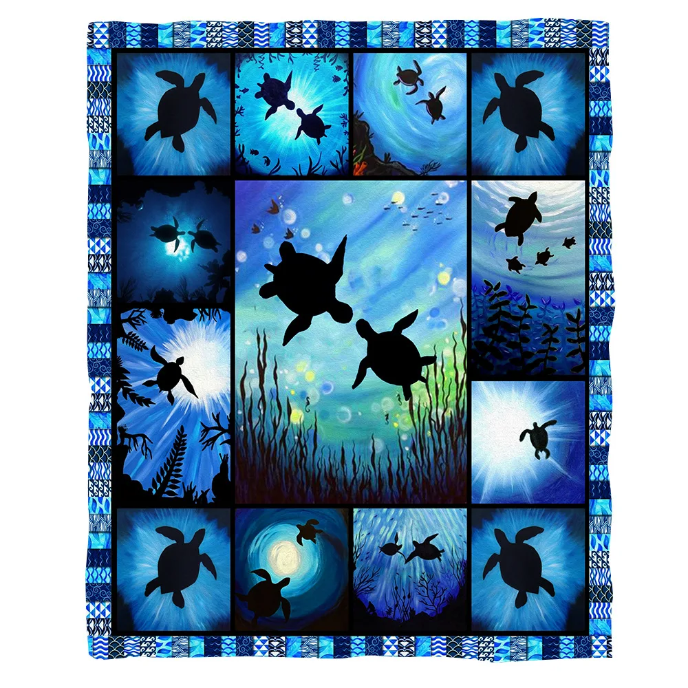 

Плюшевое Флисовое одеяло с 3D-принтом морской черепахи, для взрослых, для дома и офиса, моющееся повседневное детское одеяло из шерпы, Прямая поставка