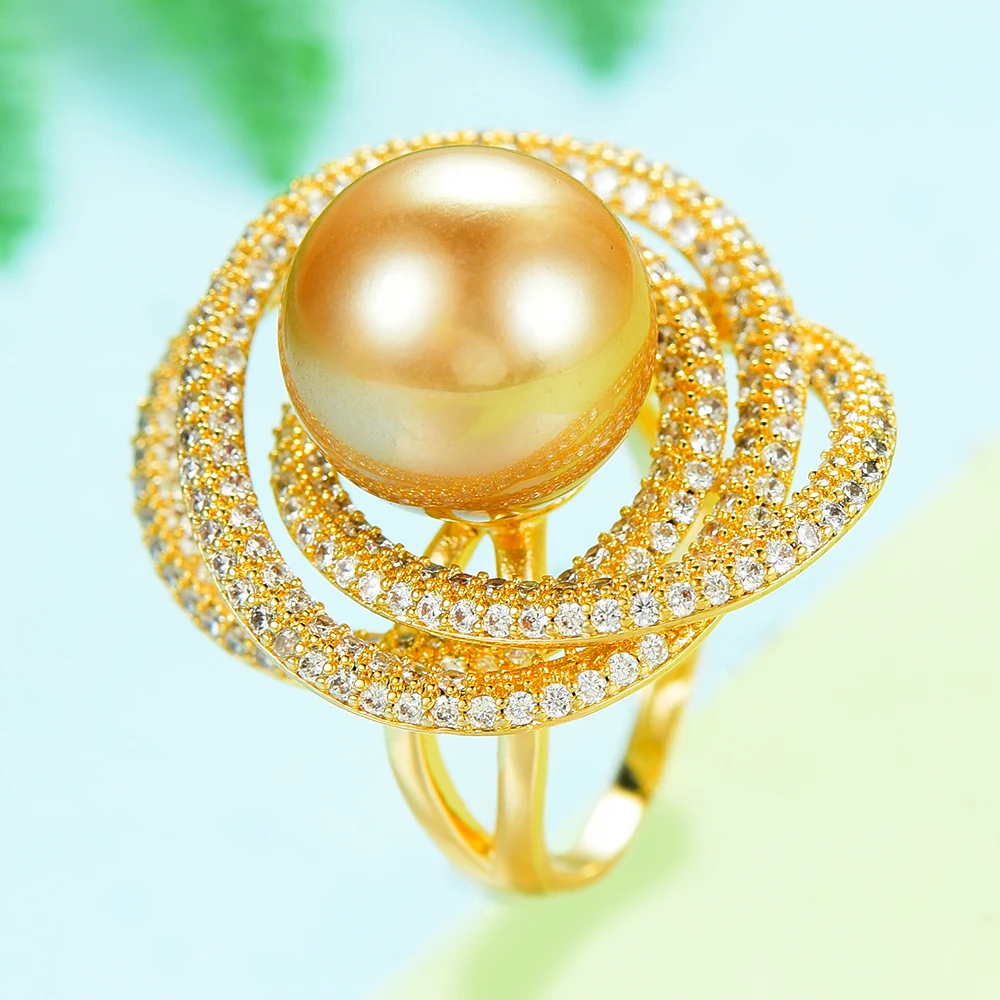 GODKI Monaco Design Luxury Imitation Pearl Rings For Women Wedding Cubic Zircon Engagement Dubai Punk Bridal Top Finger Rings