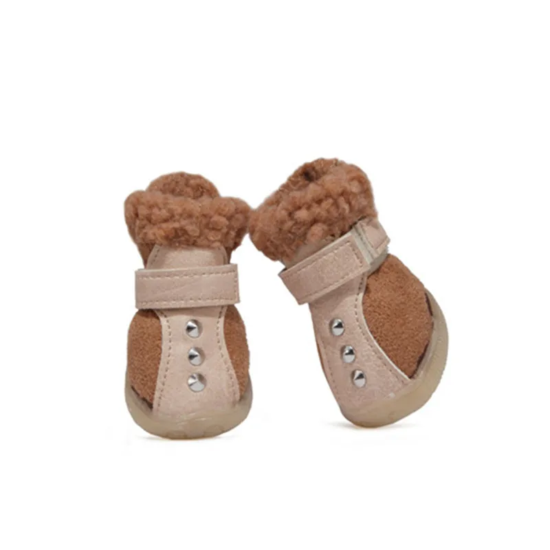 

New Rivets Dog Boots Winter Pet Shoes Anti-slip Warm Dog Shoes For Small Dogs Booties