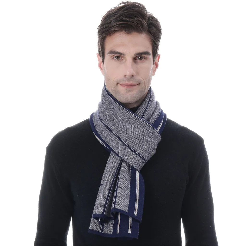 scarf women luxury Brand New Fashion Autumn Winter Jacquards Knit Middle-aged Father Striped Gift Print foulard femme