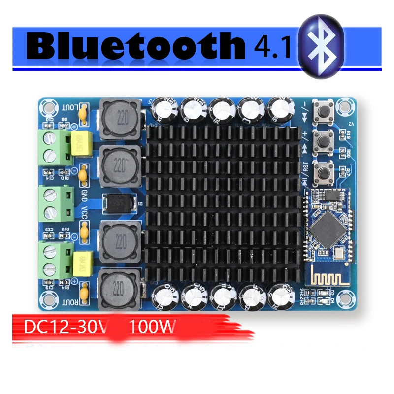 

KYYSLB 100W*2 DC12-24V TDA7498 CSR8635 4.1 Bluetooth Amplifier Board XH-A102 HD Home Audio High Power Digital Amplifier Board