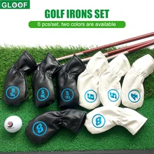 Golf Club Iron Head Covers Set with Funny Puppy Pattern and Number Tags Synthetic Leather Headcovers for Male/Female Golfers
