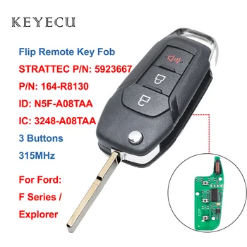 

Keyecu Flip Remote Car Key Fob 3 Buttons 315MHz Hitagpro Chip for Ford F150 F250 F350 F450 F550 Explorer FCC: N5F-A08TAA