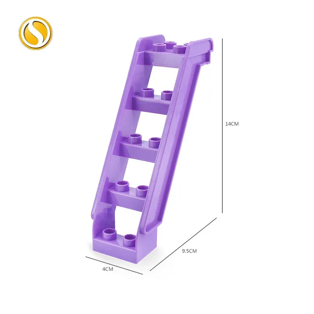Big Building Block City Farm Architecture Accessories Fence Pillar Bridge Ladder Compatible Big Brick DIY Toys For Children Gift Purple stairs