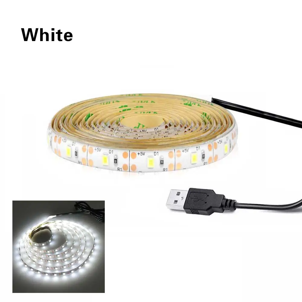 USB strip-white Светодиодный светильник с датчиком движения на батарейках AAA fita tira, водонепроницаемый USB светодиодный светильник, 5 В, гирлянда, Диодная лента, лента, ТВ, задний светильник - Испускаемый цвет: USB strip-white