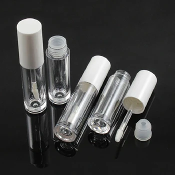 

5 Pieces Empty Lip Gloss Tubes Mini Refillable Cosmetic Container Plastic Sample Vials White Cap DIY Tool