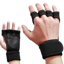 Outdoor Fitness Palm Protection Exercise Weightlifting Training Silicone Non-slip Gloves Sports Lengthened Wrapped Wristband Glo