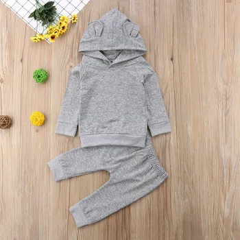 

Newborn Baby Boys Girls clothes Hooded Tops + Pants 2pcs Outfits Set 0-24M Cute Winter Autumn Cotton baby boy Clothes