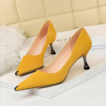 

High Heel Shoes Women Shoes Woman Fashion Stiletto High Heels 2020 Autumn New Professional Shallow Metal Pointed Toe Shoes D413