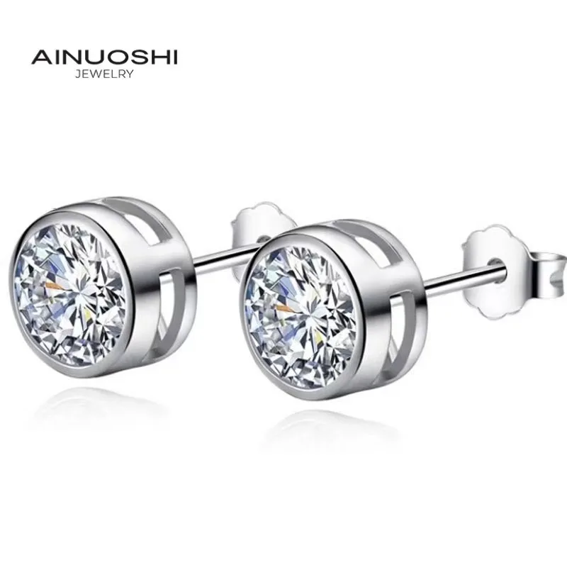 Классические серьги-гвоздики AINUOSHI с кубиками циркона для женщин круглые