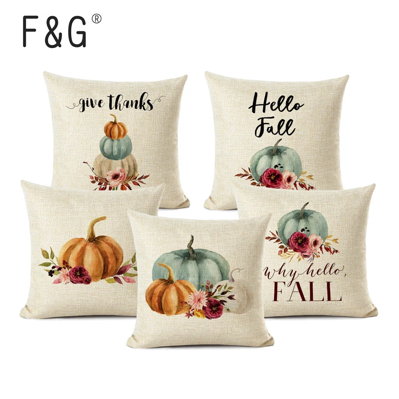 

Happy Halloween Cushion Cover Fall Pumpkin Letter Print Pillow Case Car Seat Sofa Waist Throw Pillow Cover Home Decor