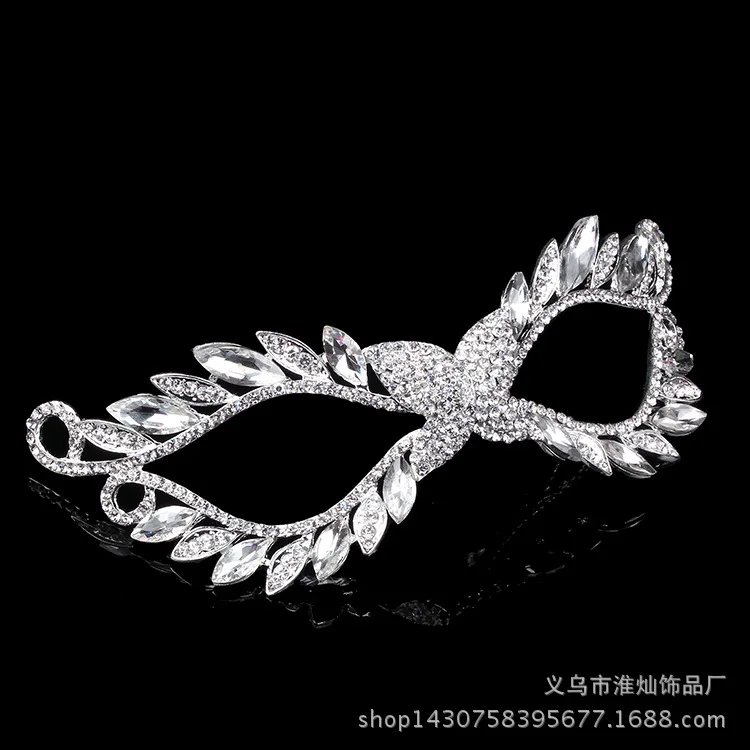 

Creative Halloween Alloy Man-made Diamond Mask Diamond Set Hollow out Eye Patch Christmas Gift Customization