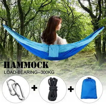 

2 Person Outdoor Camping Parachute Hammock Portable Safety Hanging Sleeping Bed For Adult Backpacking Travel With Hook Rope