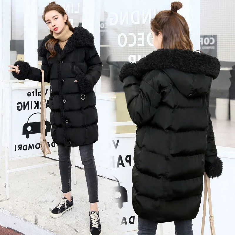 

Down Jacket Cotton-padded Clothes Women's Mid-length 2018 Winter New Style Korean-style Loose-Fit Slimming Thick Cotton Overcoat